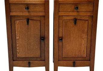 Two Art Deco Amsterdamse School Nightstands or Bedside Tables, 1920s